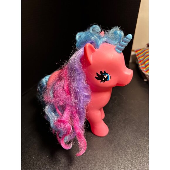 Vtg Gi Go Pony Wonderland Large Unicorn Pink blue horn Rainbow Cutie Mark READ - Picture 10 of 14